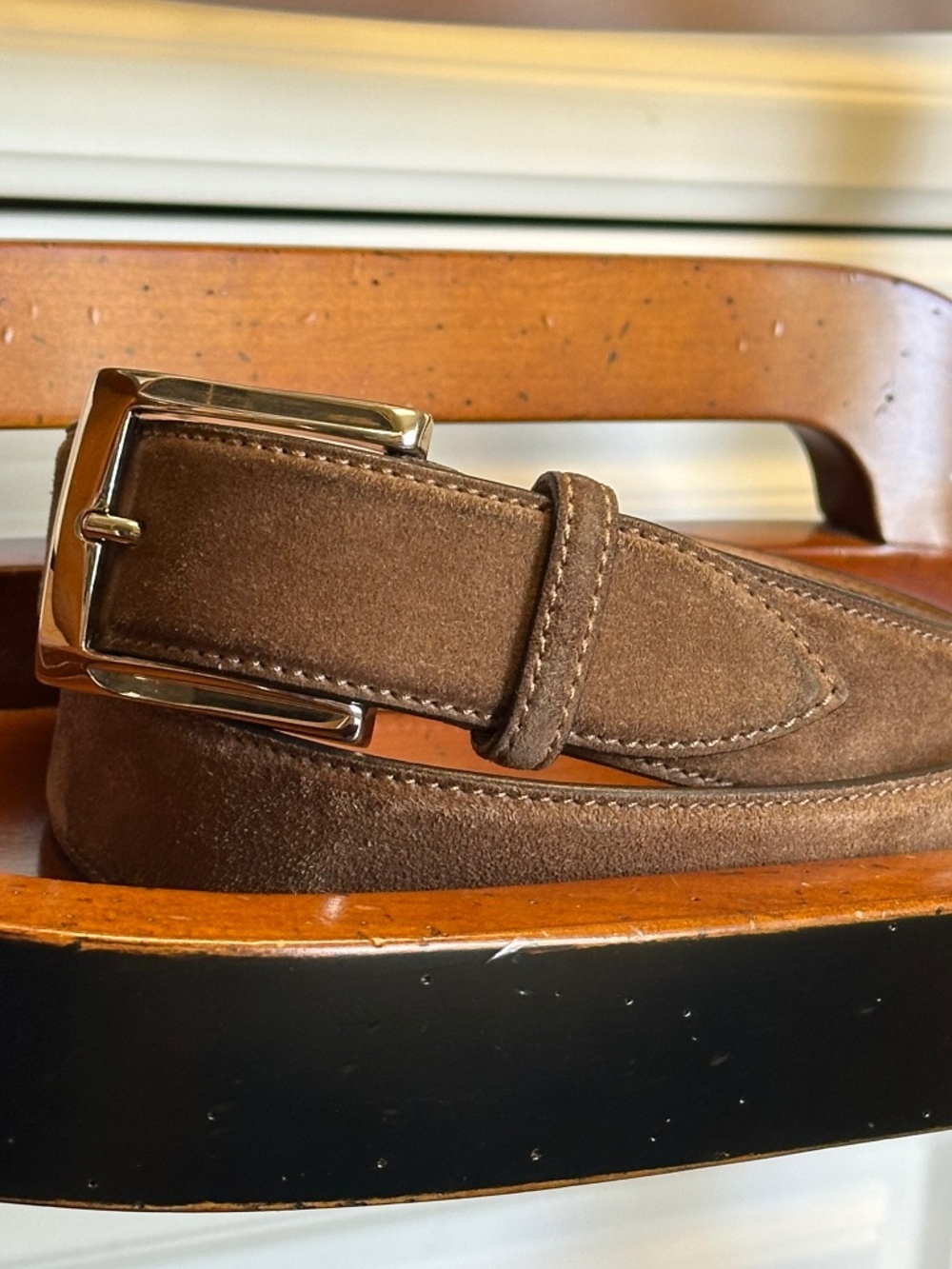 Di Bianco Farro Italian Suede Belt Mens SZ 36 - Picture 2 of 14